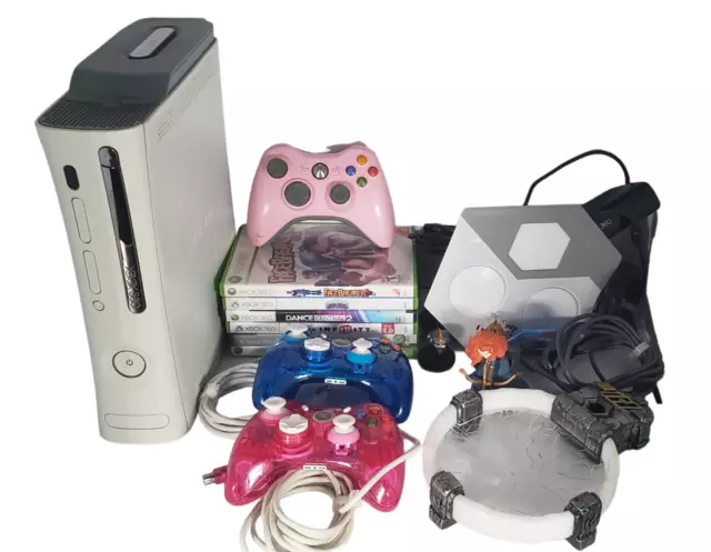 Xbox 360 FAT 60GB White Console Bundle Controller & Games #4