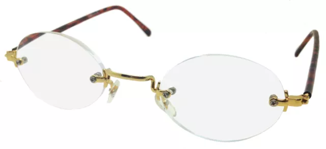 Vintage Academic Style Frameless Reading Glasses T'shell Arms 7 Strengths Lucca