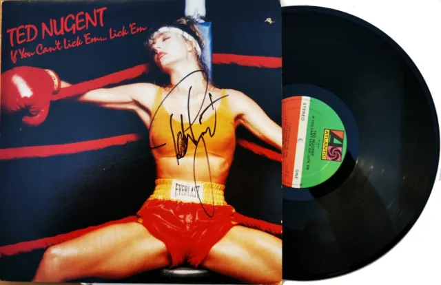 TED NUGENT LP If You Can't Lick 'Em... Lick 'Em BOLDLY SIGNIERT '88 US Vinyl Album
