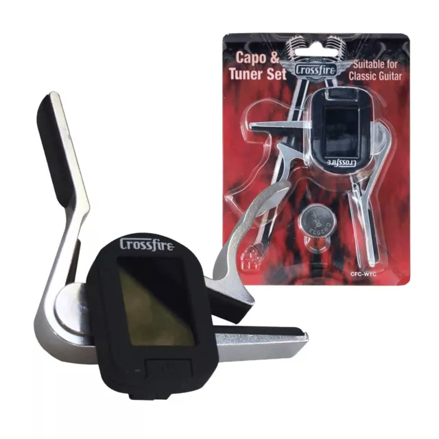 New Crossfire Trigger-Style Capo with Tuner for Classical Guitars