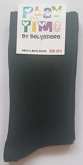 12 Pairs  Australian Made Boys Sz 13-3 Bottle Green 95% Cotton School Socks