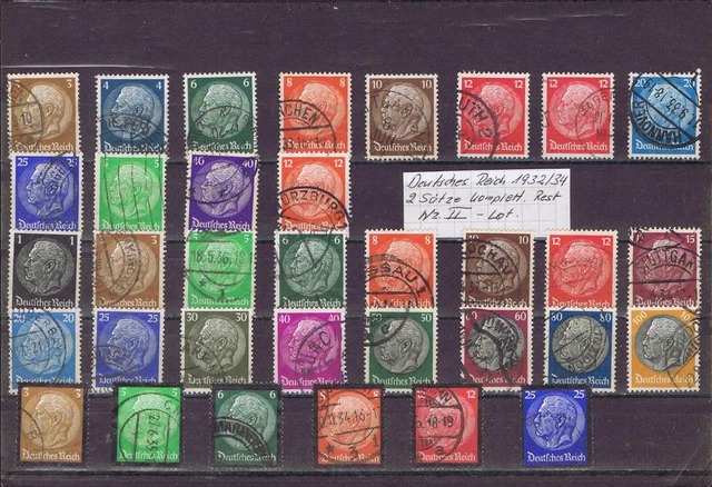 DR 1832/34 2x Sätze komplett, Rest Wz.II Lot, gestempelt