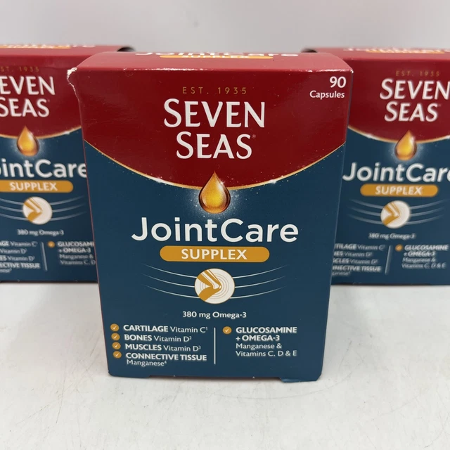 3 X SEVEN Seas Joint Care Supplex Omega3 + Glucosamine 90 Capsules