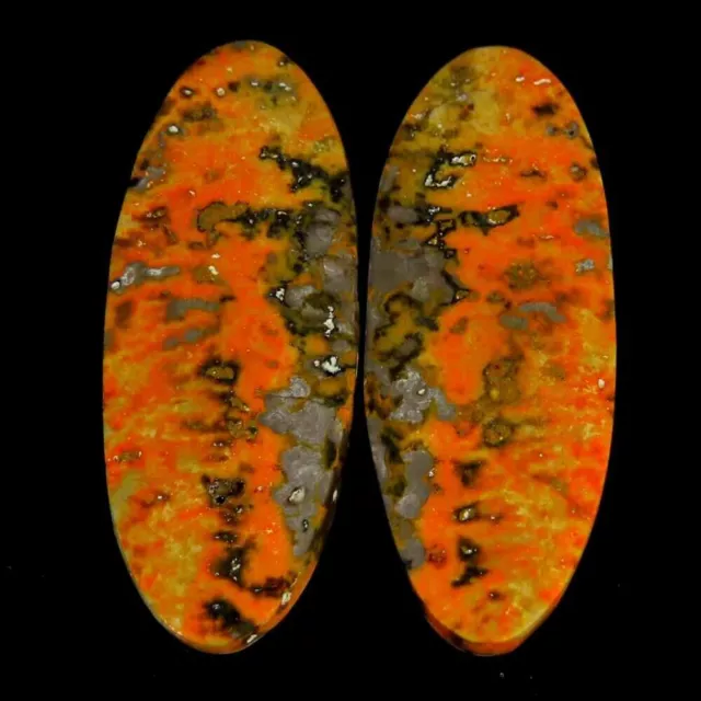 58.20Cts.100%Natural Bumble Bee Eclipse Jasper Oval 17x44x4mm Pair Cab Gemstone