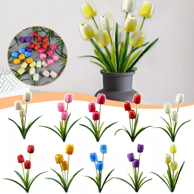 3-heads Simulated Tulip Artificial Flower Landscape Decoration Home Decorat B7O1