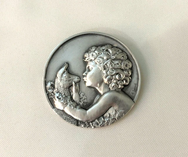 Broche ronde florale en argent sterling de style Art nouveau du Norseland - Canada