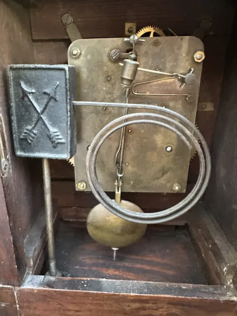 19th century oak bracket clock 3