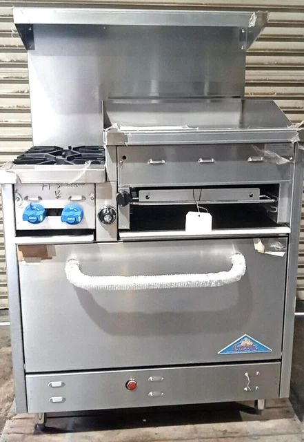 Castle F330-24 36" Gas Range, 2 Burners, 24" Griddle, Cheese Melter, and Oven