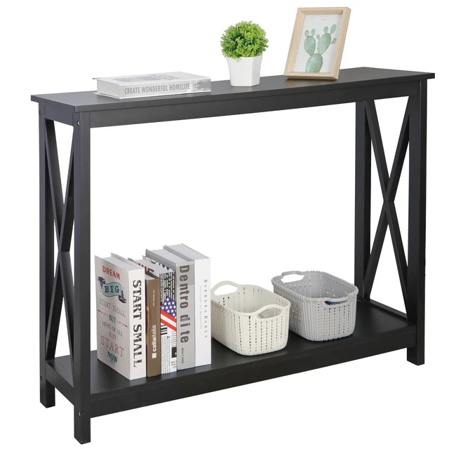 2TIER NARROW CONSOLE Table Sofa Side Table Storage Shelf for Entryway