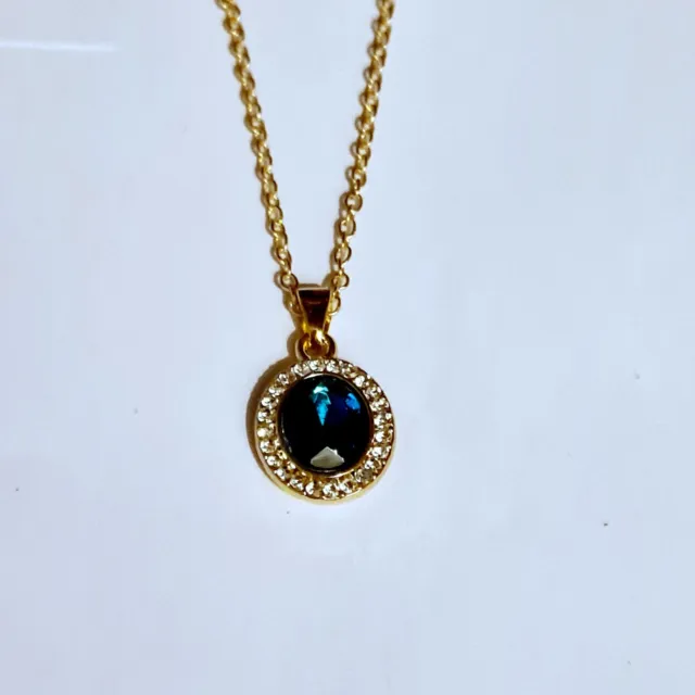 Gold Plated Green Crystal Necklace With Cubic Zirconia