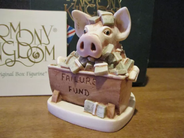 Harmony Kingdom Feeding Frenzy Pig at Trough of Money UK Made Box Figurine