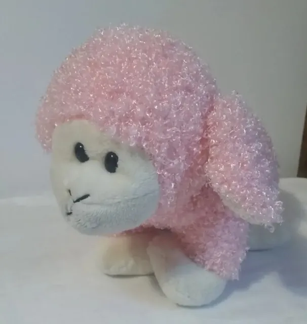 Pink Baby Lamb Sheep Easter Plush 9" 2007 Curly Fuzzy Wooly Stuffed Commonwealth