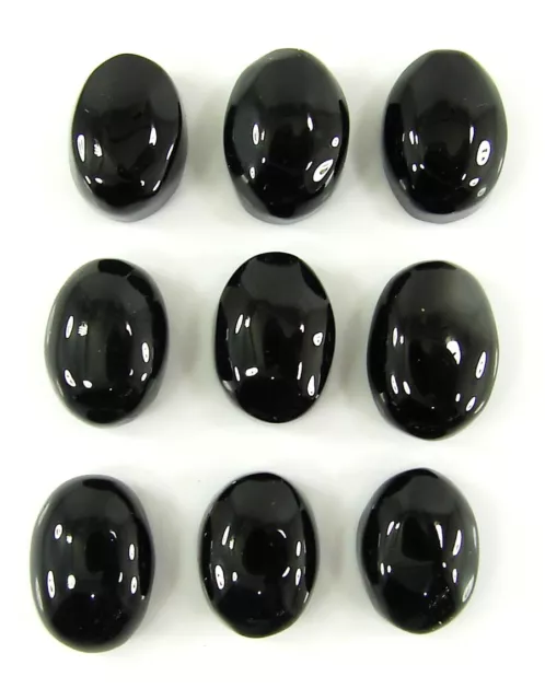 68.50 Ct Natural Black Onyx Loose Gemstone 13-14 mm Cabochon 9 Pcs Lot - 2274