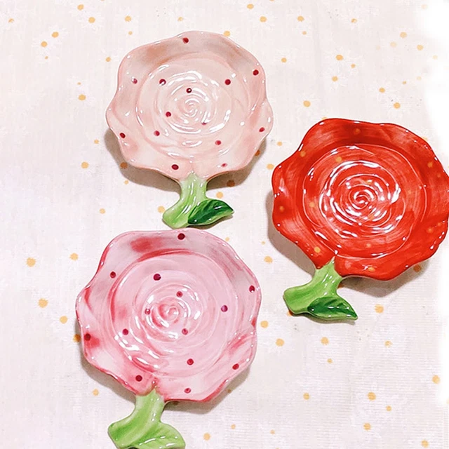 Flower Ceramic Soap Box Creative Hotel Toilet High End Drain Soap Plate Home