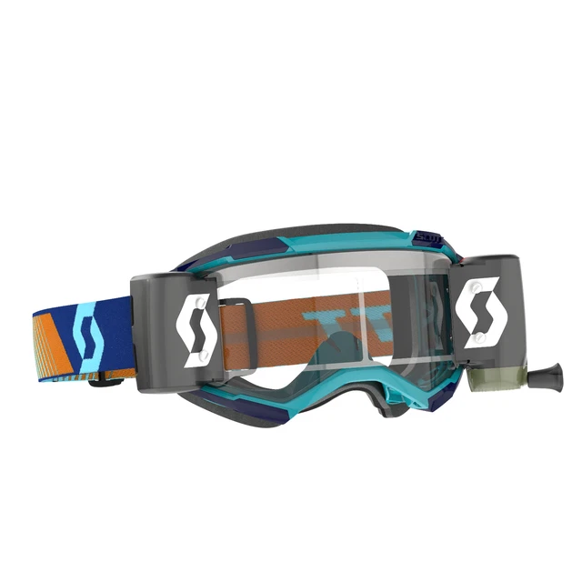 Occhiali roll-off Scott Fury Motocross WFS BLU REALE LENTE ARANCIONE TRASPARENTE Enduro
