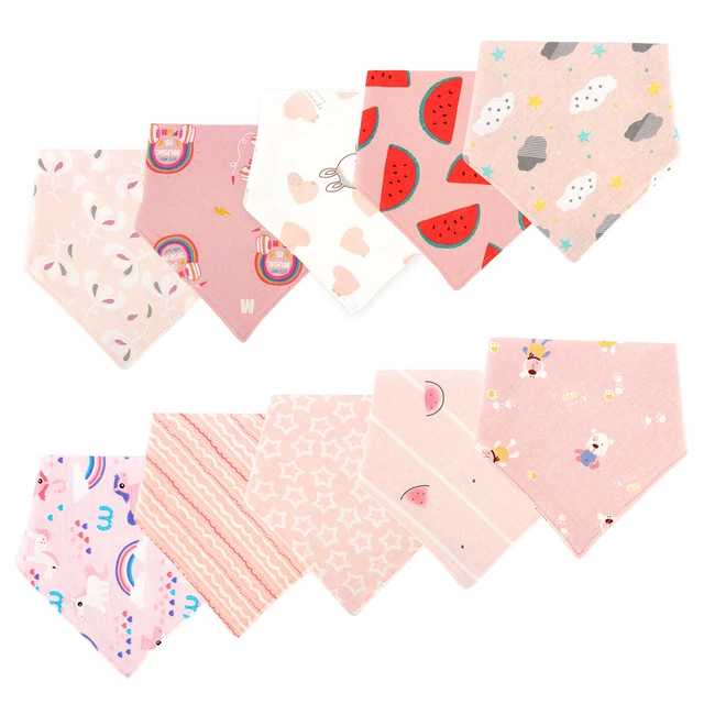 10 Pack Baby Boys Girls Terry Infant Bibs Feeding Dribble Cream Car Rabbit Panda