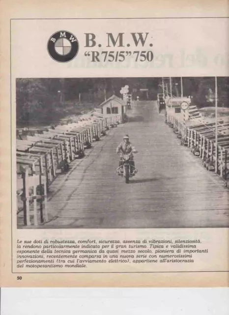 advertising Pubblicità-TEST MOTO BMW R 75/5 750  1970 MAXIMOTO MOTOSPORT EPOCA