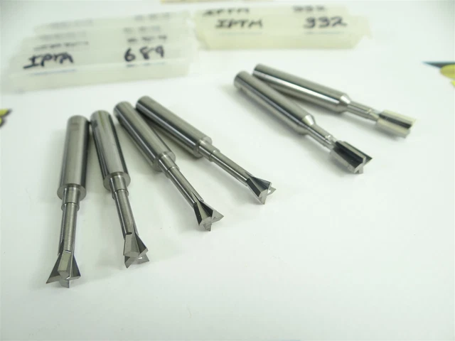 Lot Of 6 New! Custom Solid Carbide 4 Flute Dovetail Cutters 1/4" X 70° & 85°