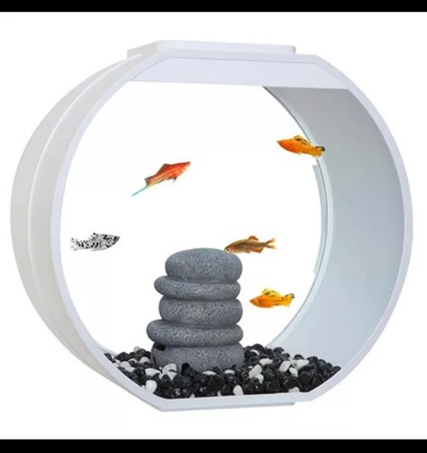 Aquarium & Extras Fish R Fun Deco White Mini 10L Round Tank Light Gravel Filters