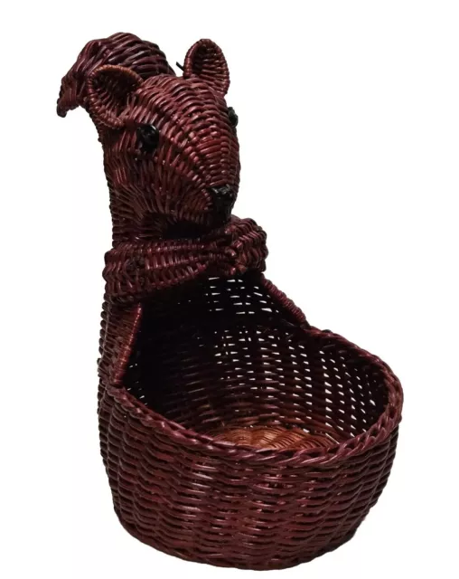 Vintage Wicker Work  Squirrel Shaped Basket Ideal Nut Bowl 20cm /8" tall
