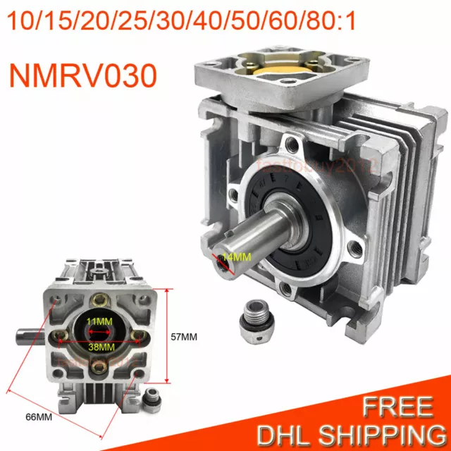 NMRV030 Worm Gearbox Speed Reducer NEMA23 Ratio 10 15 20 25 30 40 50 60 80:1