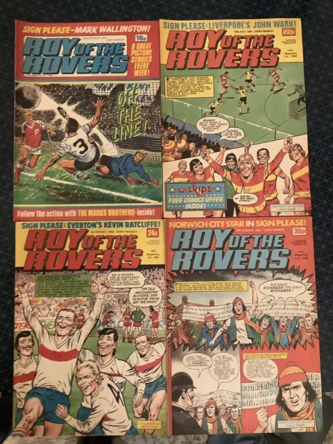 4 X ROY OF THE ROVERS Comics - 1982-1985. (All shown)