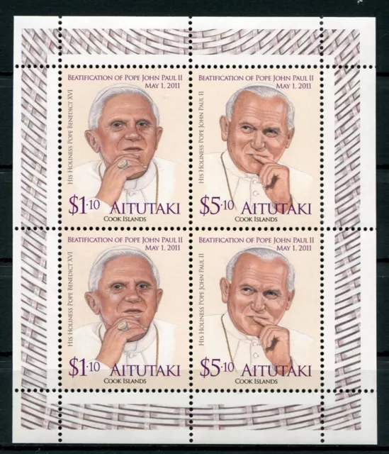 Aitutaki 2012 Papst Johannes Paul II. Benedikt Popes 834-835 Kleinbogen MNH