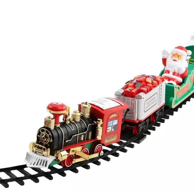 Trenino di Babbo Natale treno con binario con luce locomotiva a vapore gioco