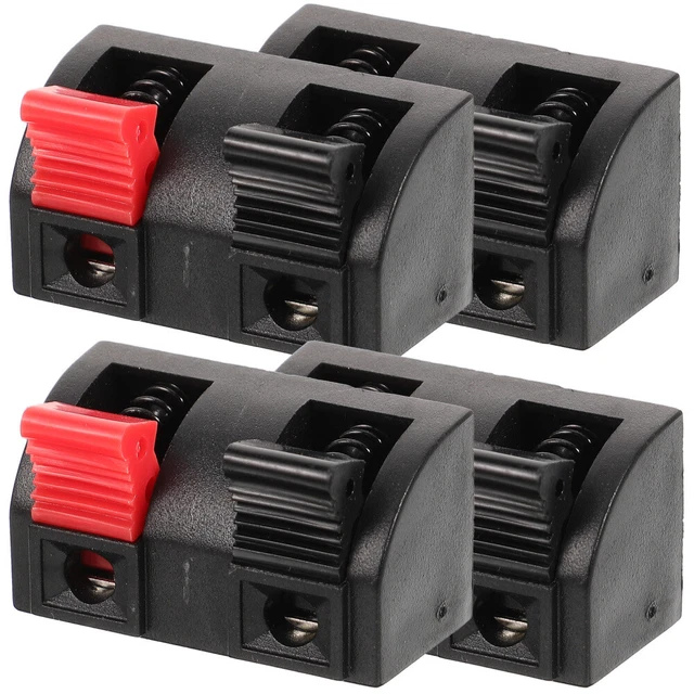 Unique Bargains Connecteur de Borne de Haut-Parleur à Ressort 2 Voies, Bande de Connecteur de Câble Audio Noir Rouge WP2-203, 5 Pcs