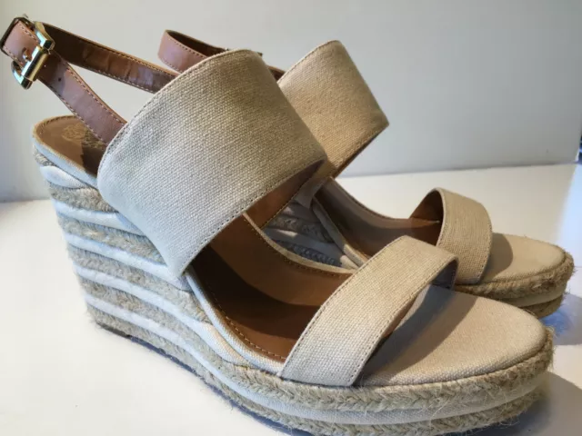 Sandale femme Vince Camuto Loran Wedge (1103) jute et toile naturelle taille 10M 3