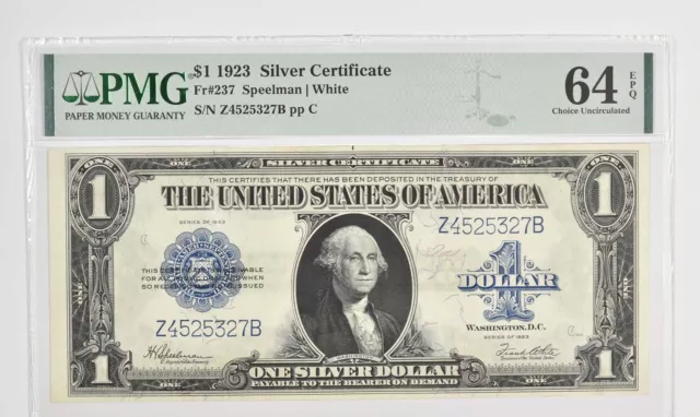 $1 1923 Silver Certificate - Large Note - PMG - 64 EPQ Choice UNC Fr# 237 *1002