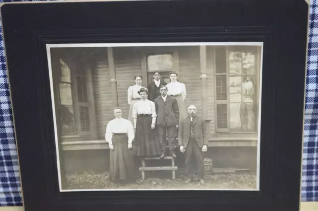 Antique Black White Early 1900'S Shaffer Family Photograph On Front Porch 5X4