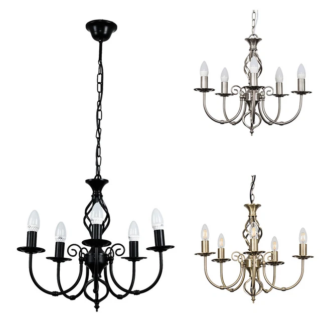 Traditional 5 Way Chandelier Ceiling Light Fitting Twisted Design LED Bulbs