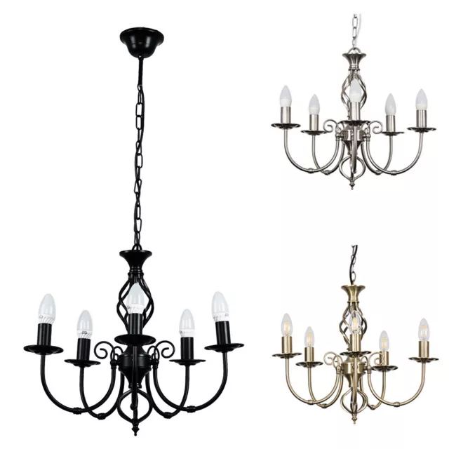 Traditional MiniSun 5 Way Chandelier Ceiling Light Twisted Design LED Bulbs