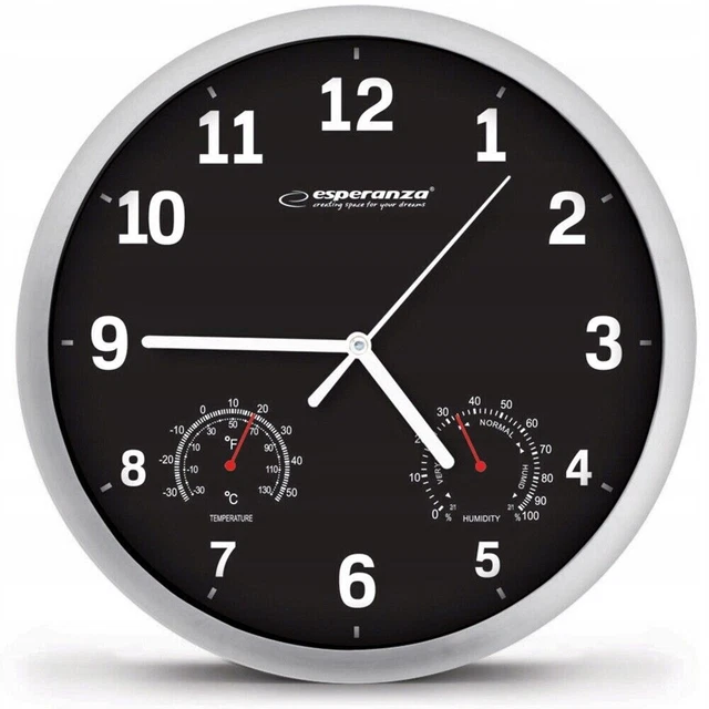 Orologio da parete leggibile 3in1 Lyon Black