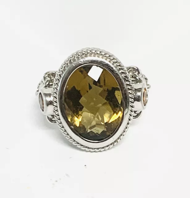 Anthony Nak Gorgeous Sterling Silver Honey Golden Quartz Ring Size 9 Anthony Nak Gorgeous Sterling Silver Honey Golden Quartz Ring Size 9
