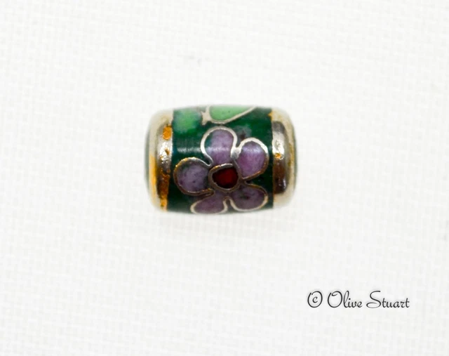 Oriental Cloisonne Beads Loose 10mm x 8mm fat tube