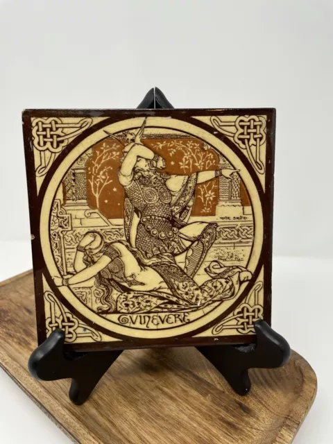 Antique Minton 6"x6" Moyr Tile "Idylls of the King" Guinevere  John Moyer Smith