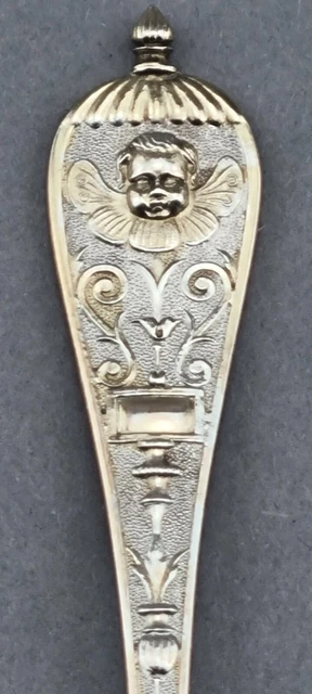 Gründerzeit Eislöffel Konfitüre Löffel 1/5 Silber 800 vergoldet Meyen & Co (102)