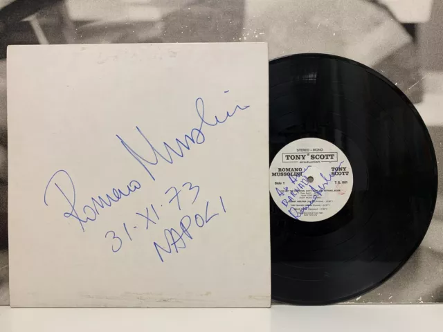 Romano Mussolini  Tony Scott Lp Fully Autographed 1973 Italy T.s. 001 Autografo