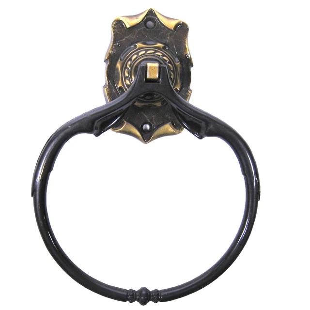 Vintage Amerock Carriage House Towel Ring Antique Brass Finish