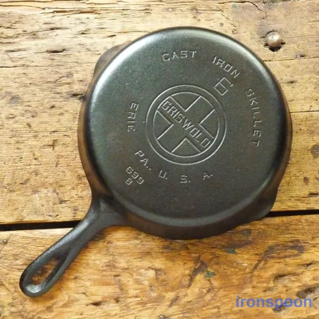 Vintage GRISWOLD Cast Iron SKILLET Frying Pan # 6 LARGE BLOCK LOGO - Ironspoon