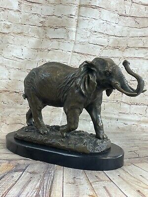 Art Deco Large Elephants Elephant Wildlife African Bronze Sculpture Marble Decor