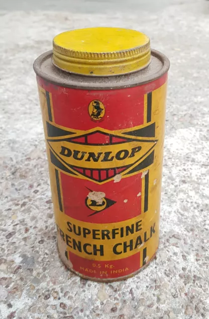 1940s Vintage Scarce Dunlop French Chalk Adv Tin Paper Box Rare TB360