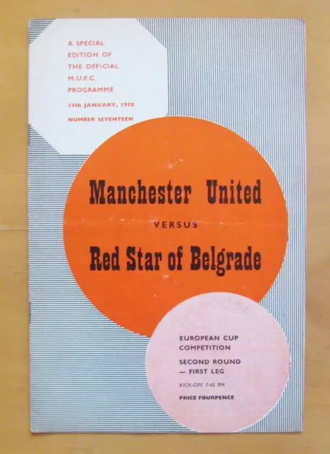 MANCHESTER UNITED v RED STAR BELGRADE European Cup 1957/1958 *VG Cond - Munich*