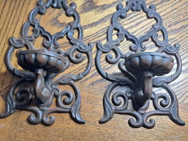 Cast Iron  Candle Holders 10'' High Wall Mount