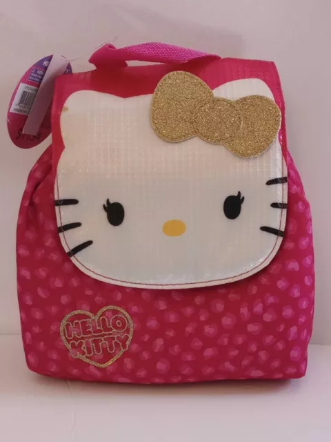 Hello Kitty Mini 10” Pink Backpack Gold Sequin Bow Fashion Bag Sanrio