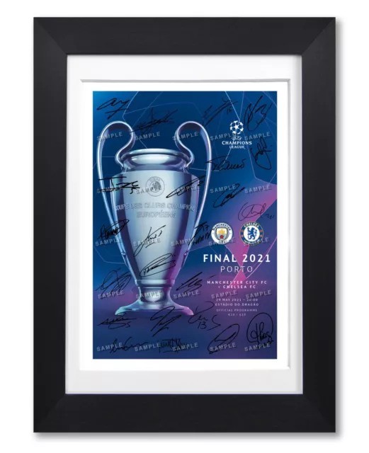 Póster Firmado Por El Equipo Winners Liga Chelsea 2021 Equipo Squad Con Foto Regalo