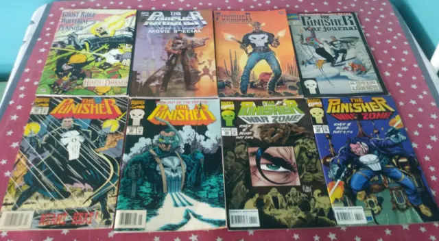 THE PUNISHER Marvel Lot of  8 Diffenent Issues Hearts of Darkness, War Zone Plus