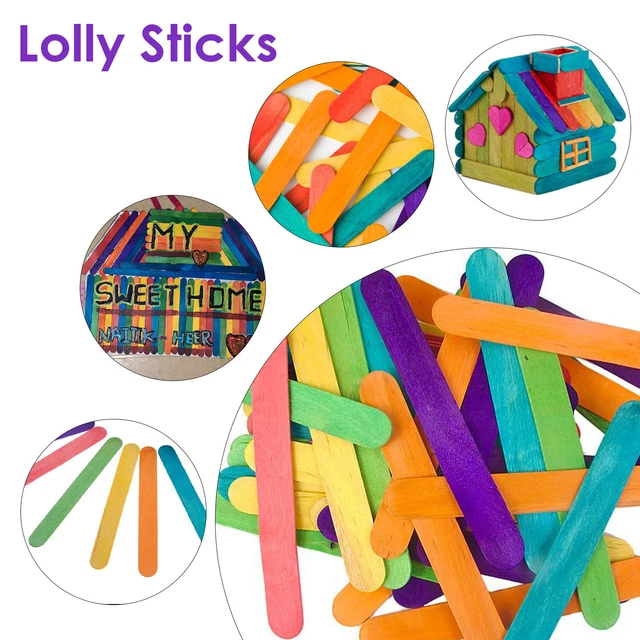 De Colores Jumbo Madera Piruleta Hielo Lolly Pop Manualidades Palos 150mm x 18mm